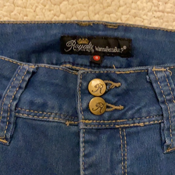 Royalty For Me Distressed Stretch Denim jeans size 8 with cuffs - Picture 2 of 15